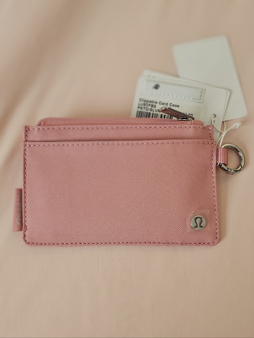 Lululemon Pink Clippable Card Case With Silver Hardware, NWT